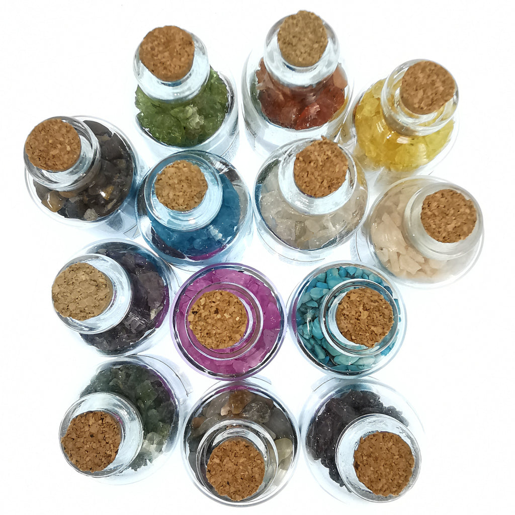 Mini gem bottle – bottles from above showing corks