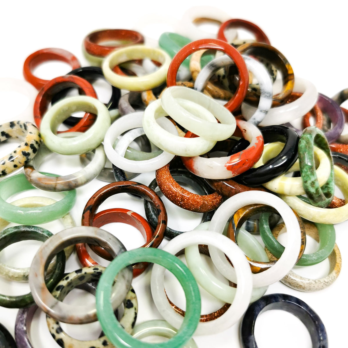 Gemstone ring – pile of mixed rings