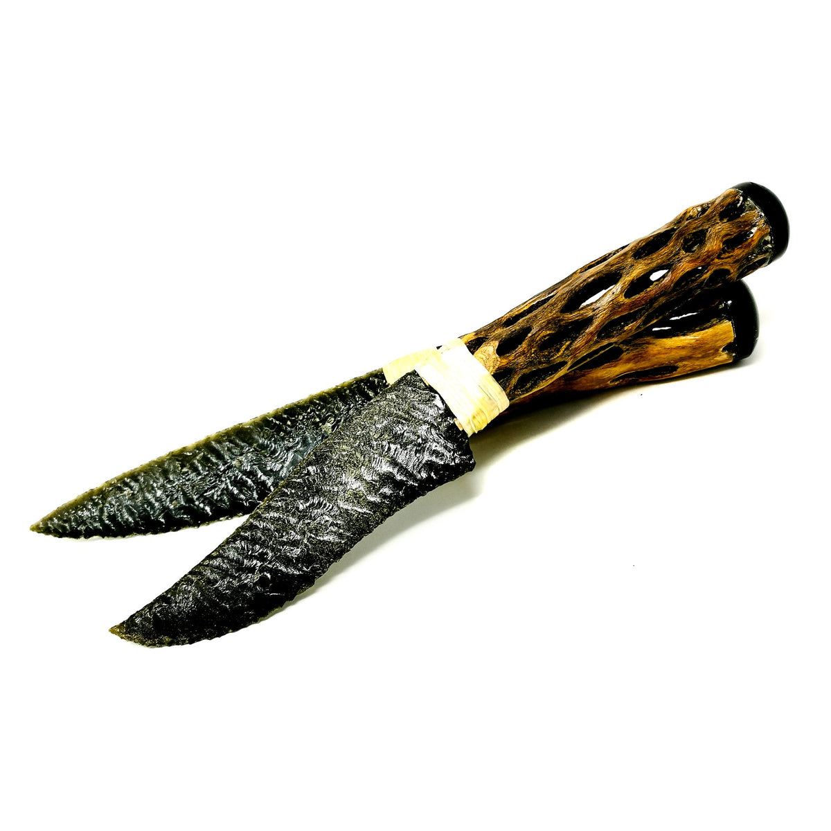 Gold Sheen Obsidian cactus knife, a volcanic glass, from Mexico.