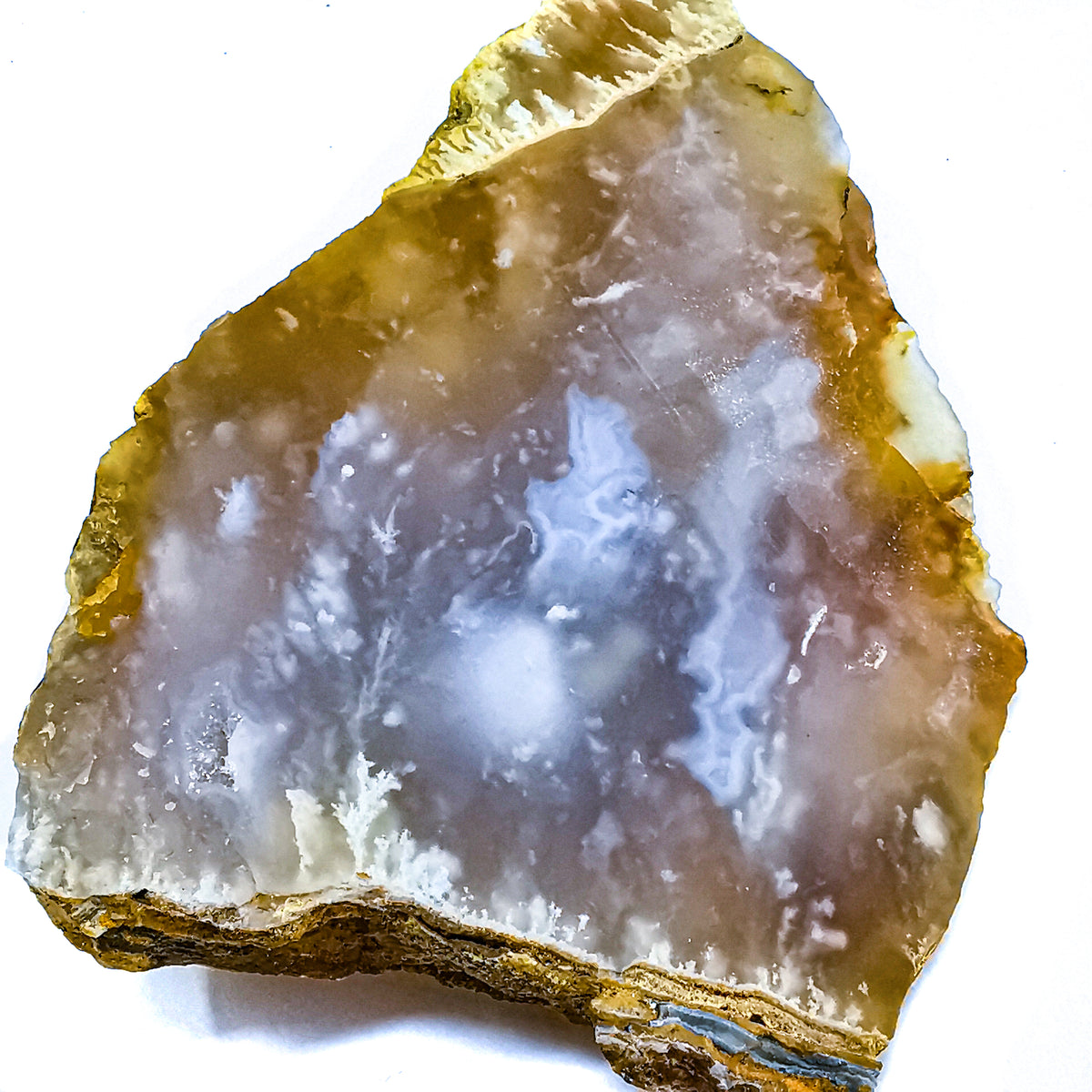 Graveyard Point Plume Agate rough, a variety of chalcedony.