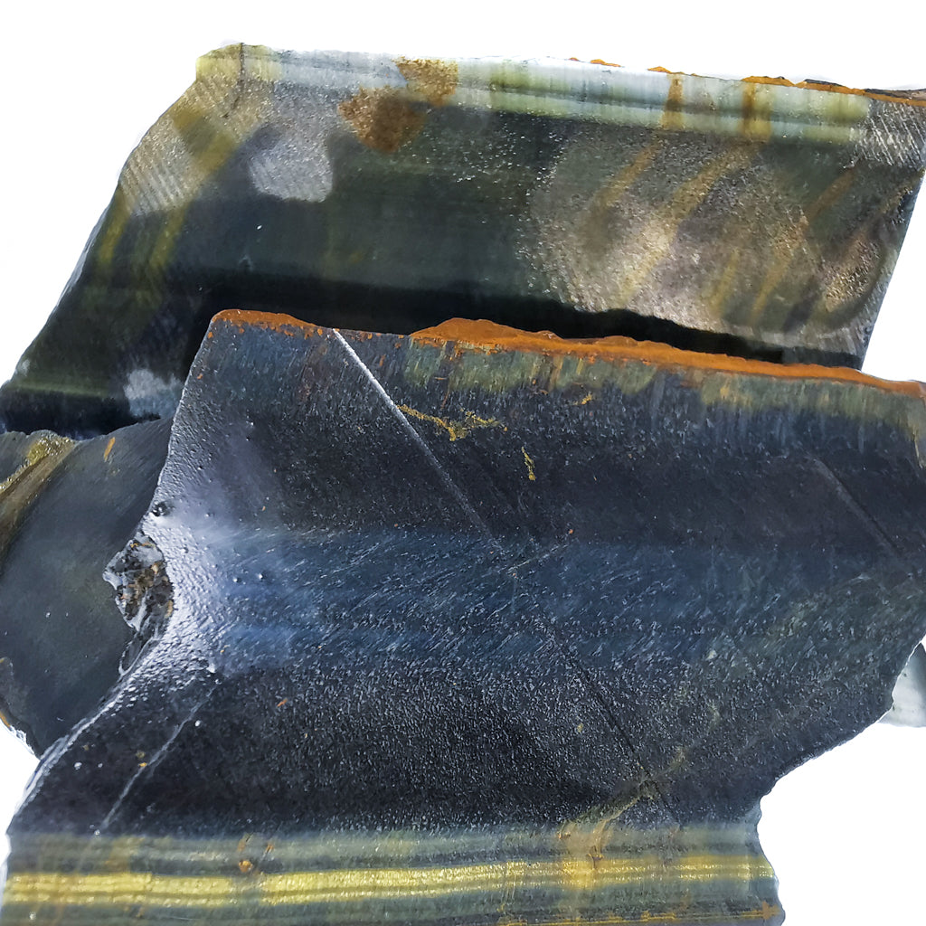 Hawk's Eye (Blue Tiger's Eye) rough, a variety of quartz, from Namibia.