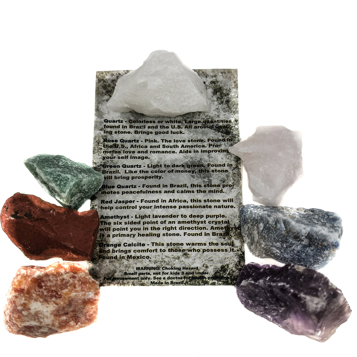 Assorted stones, pack of 7.