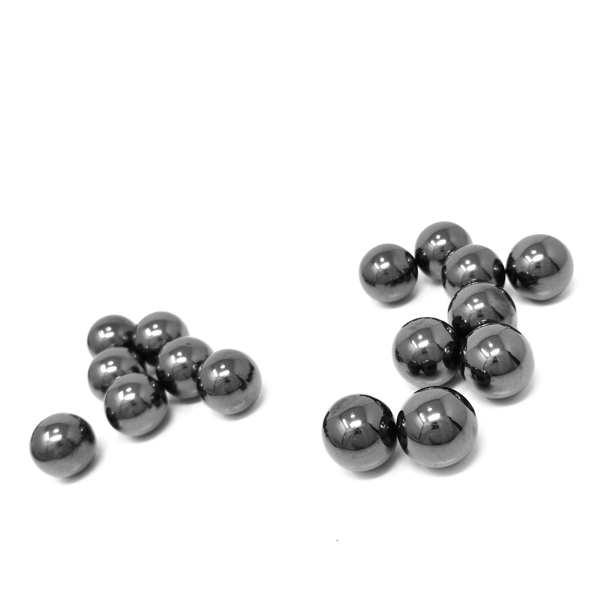 Man-made hematite mini sphere: two groups of spheres