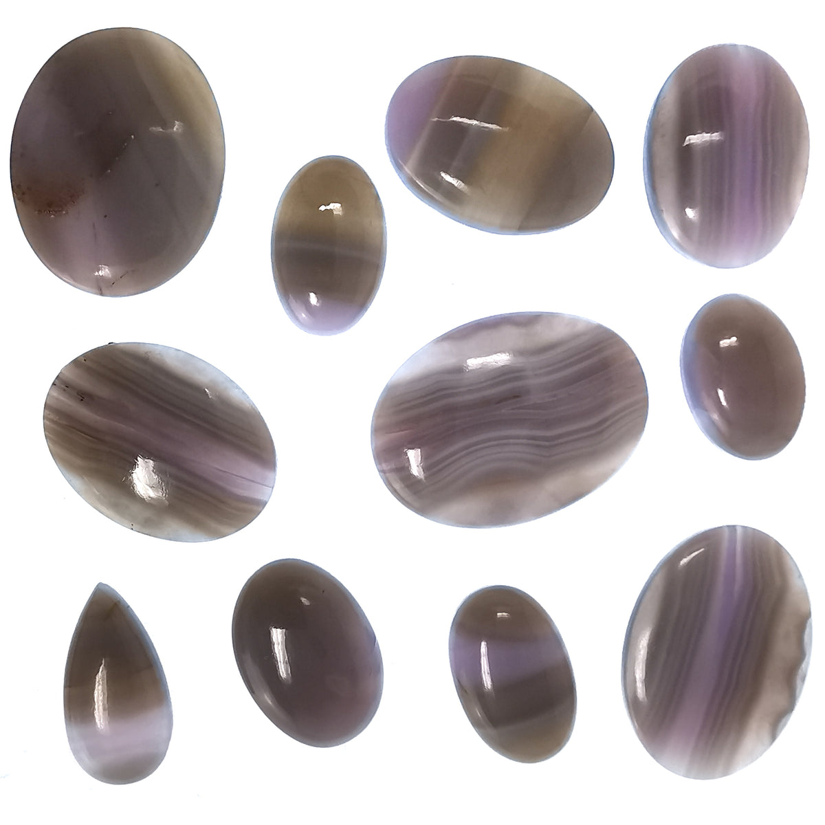 Holly Blue Agate cabochon, a variety of chalcedony, from Oregon, USA.