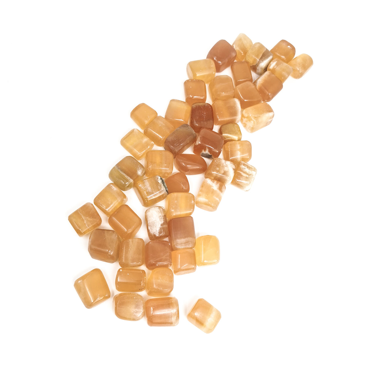 Honey Calcite tumble, calcium carbonate.