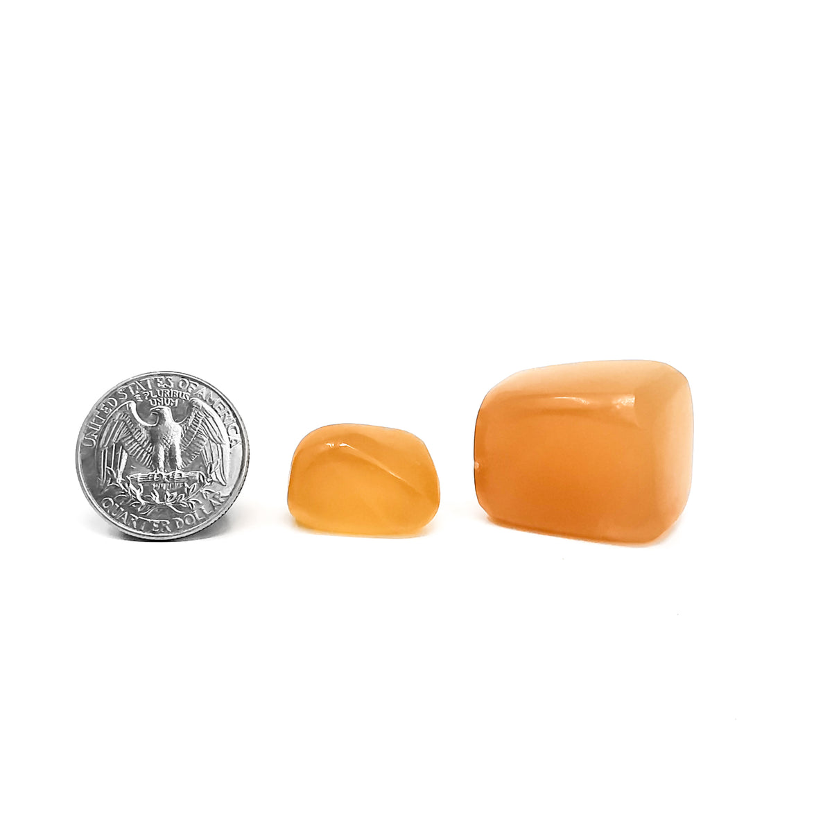 Honey Calcite tumble, calcium carbonate.