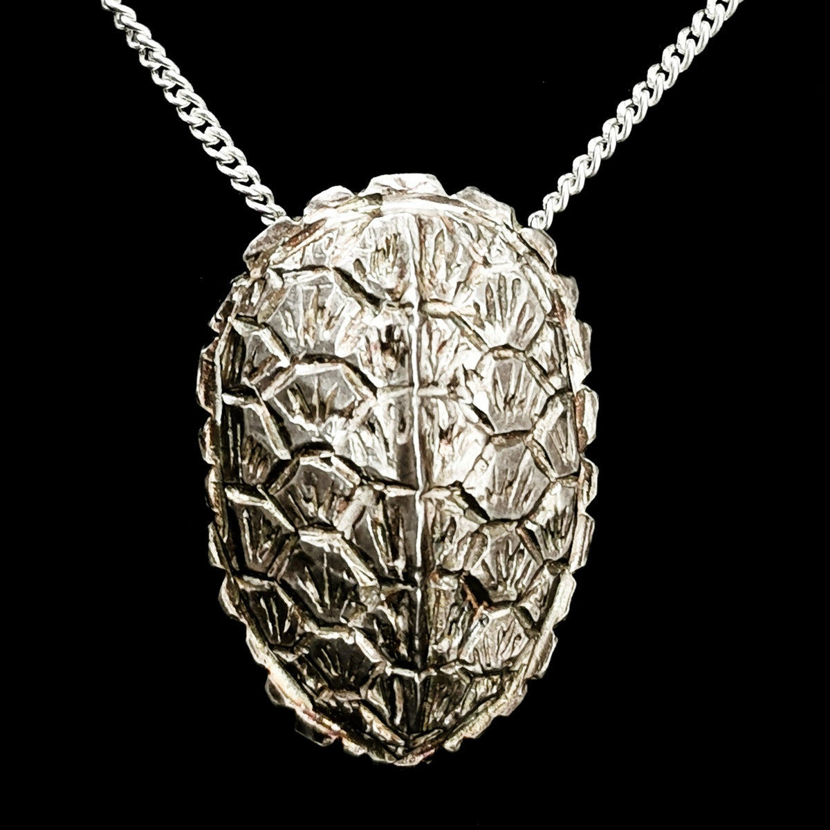 Turtle Shell pendant in oxidized silver.