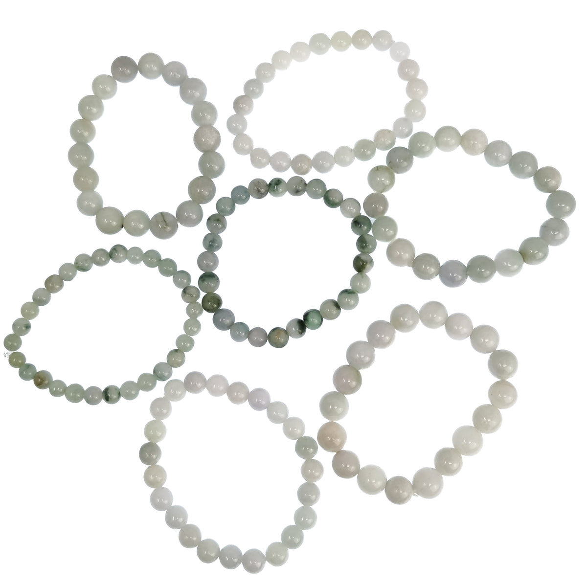 Jadeite blanche bead bracelet: bracelets spread out