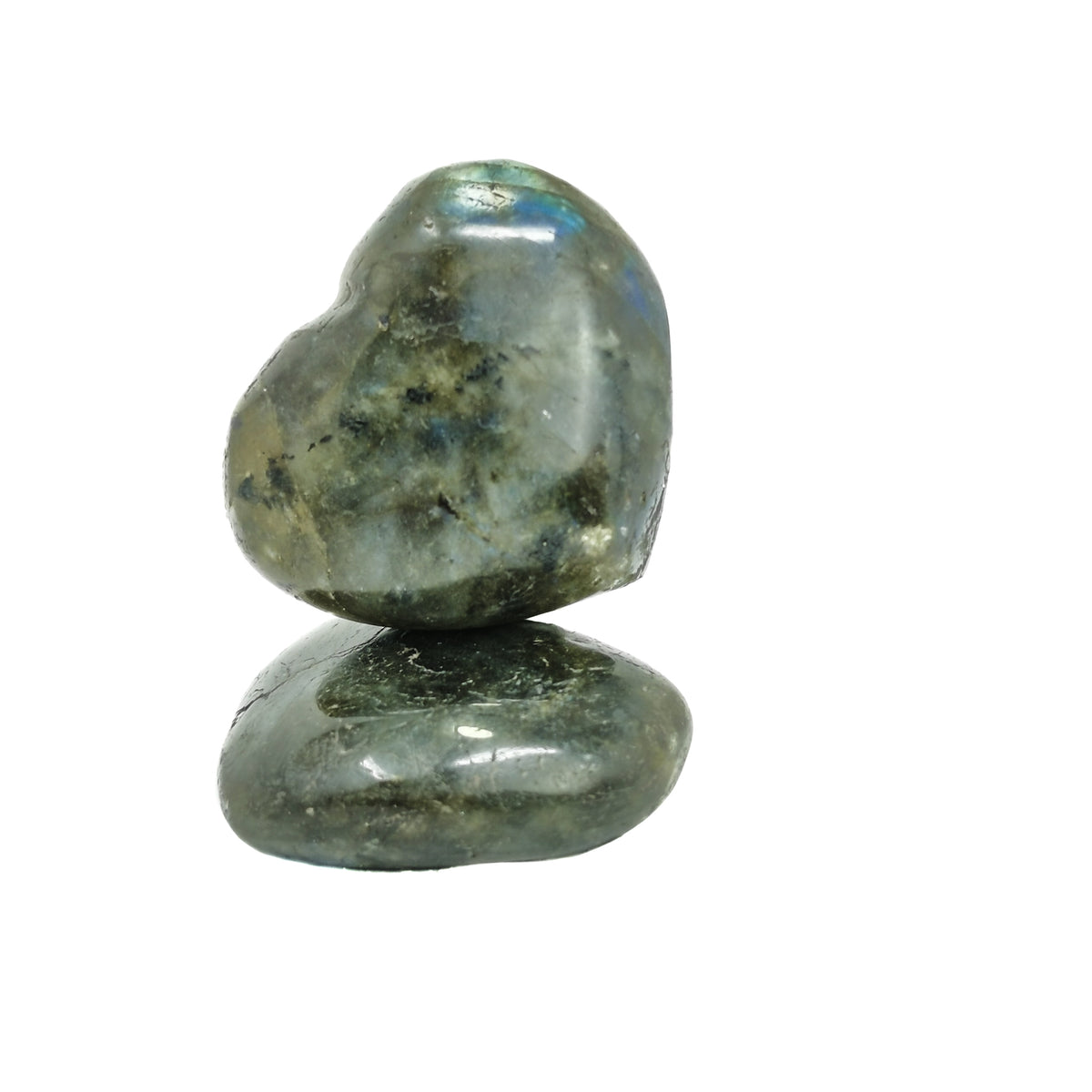 Labradorite (Mini) hearts, a feldspar, from Bokonaky, Maniry, Madagascar.