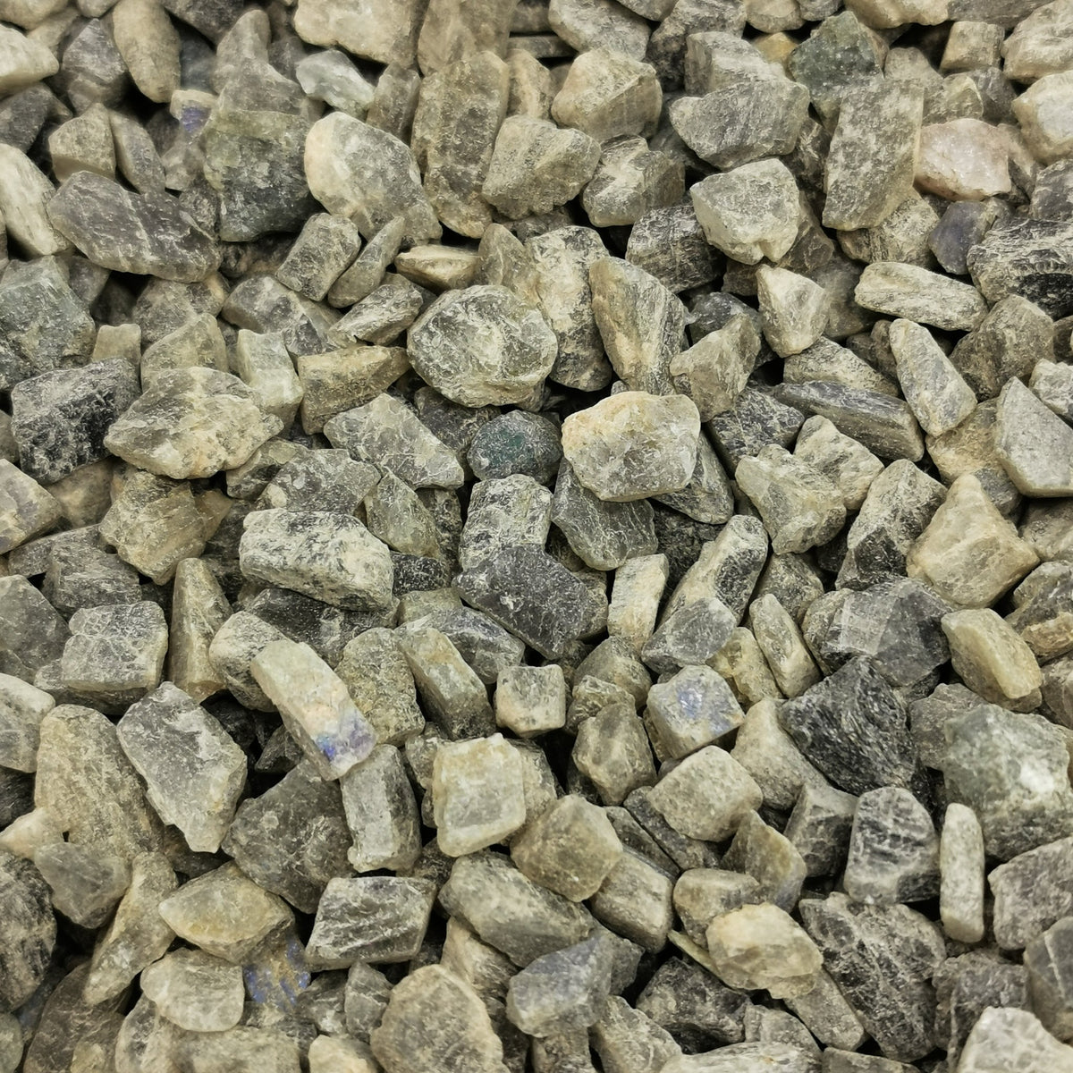 Labradorite Chips rough, a feldspar, from Madagascar.