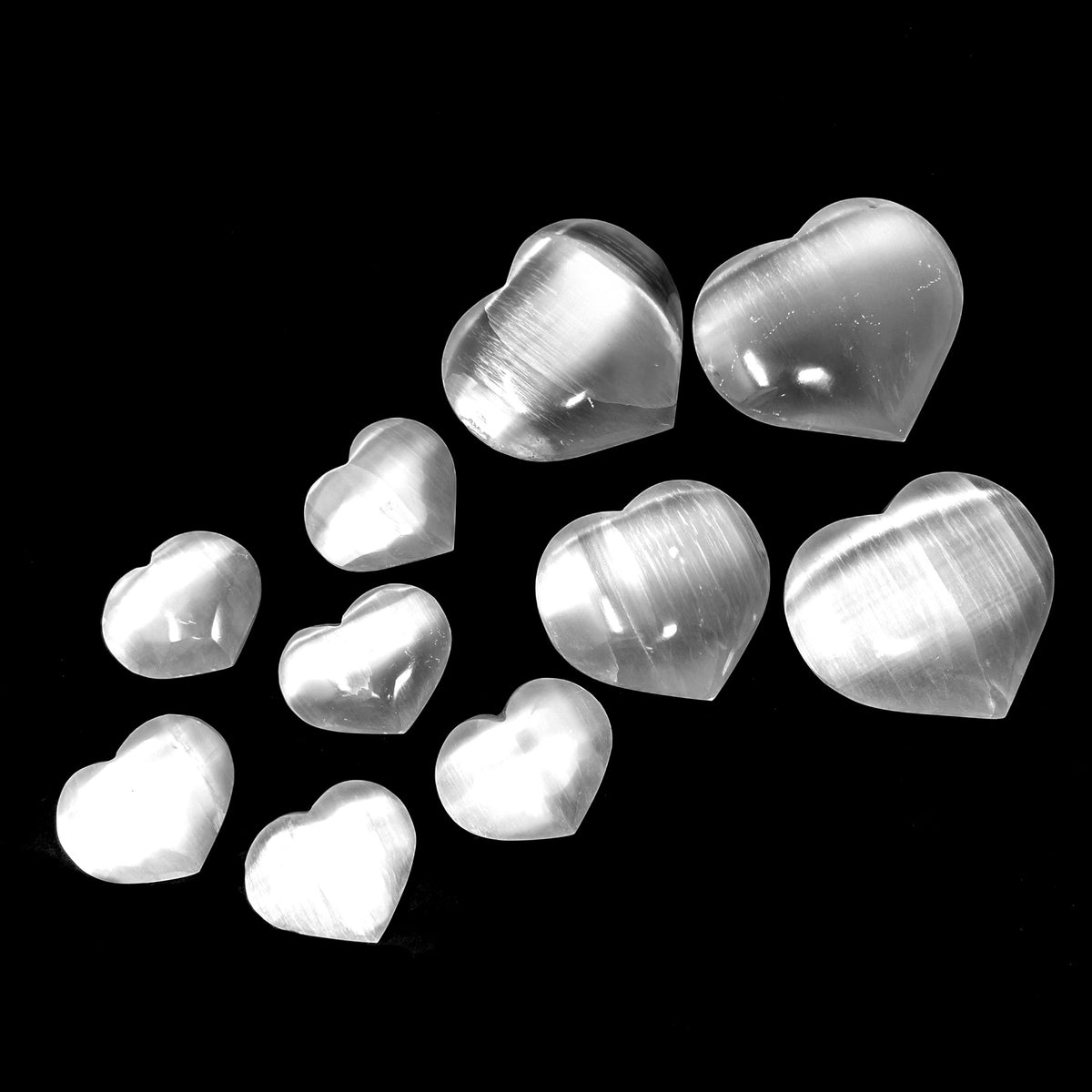 Selenite puffy heart, a variety of gypsum, from Morocco.