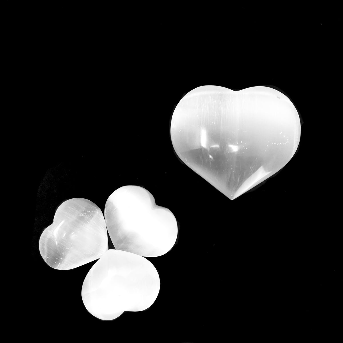 Selenite puffy heart, a variety of gypsum, from Morocco.