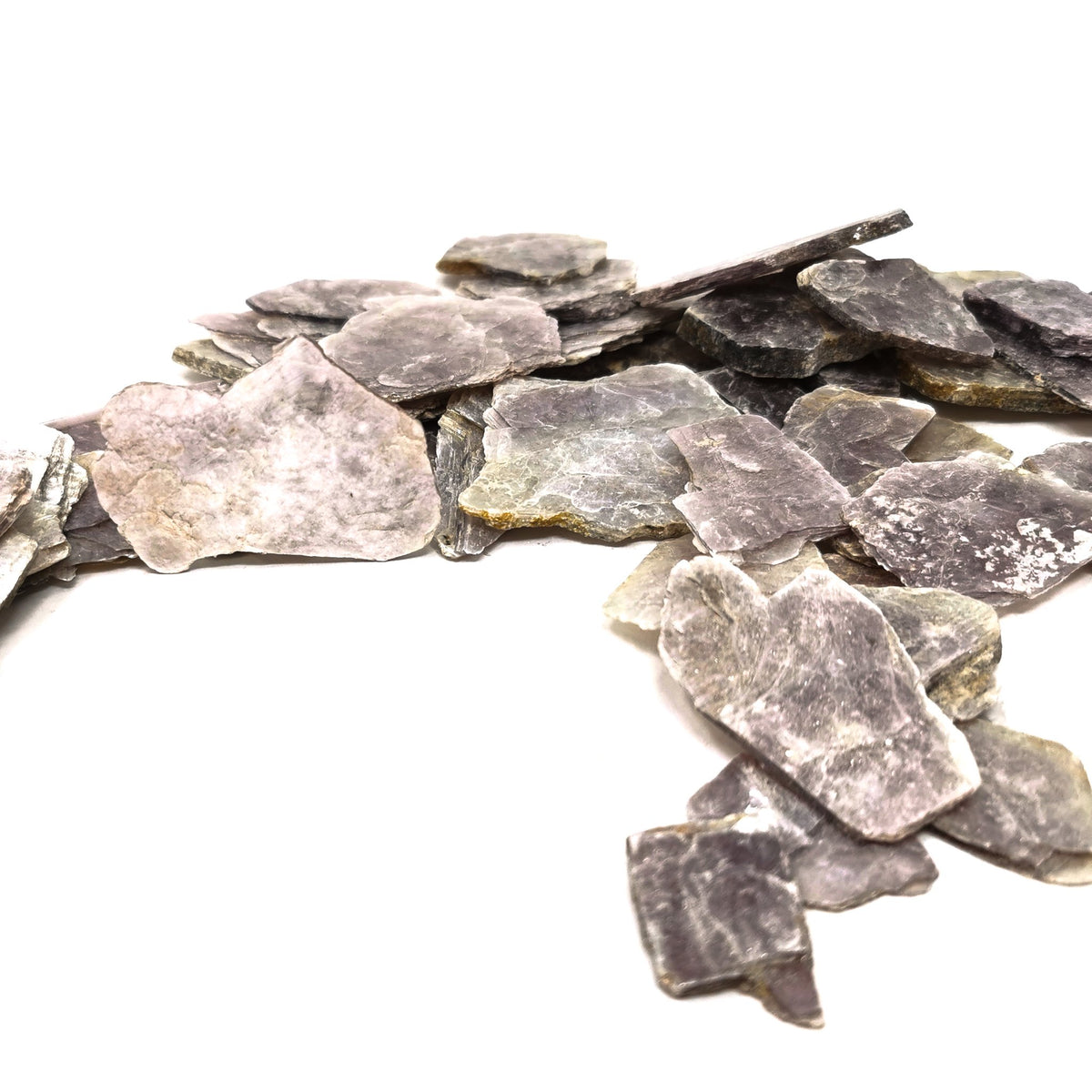 Lepidolite sheet specimen from Brazil – row of sheets
