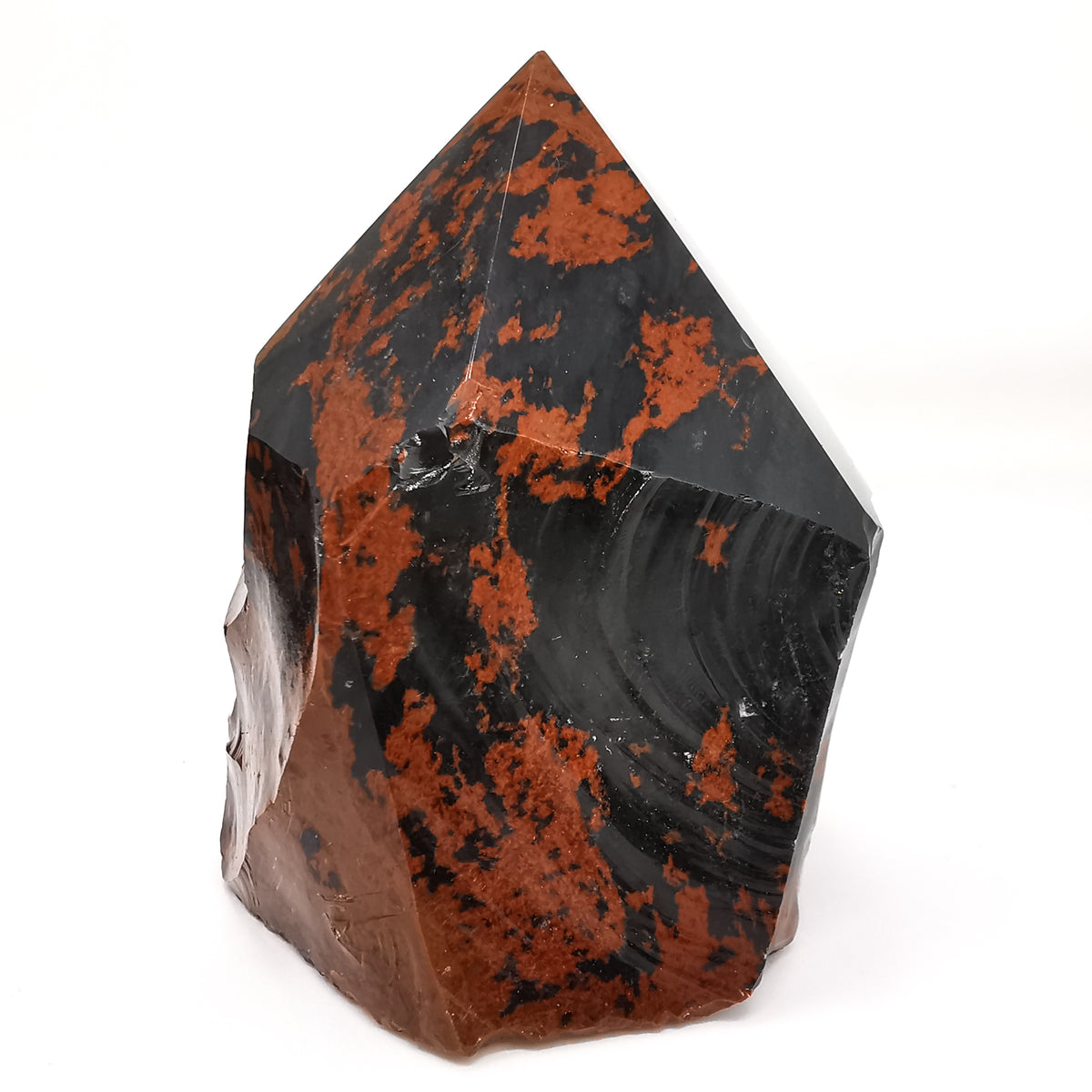 Mahogany Obsidian power point, a volcanic glass, from Mexico.