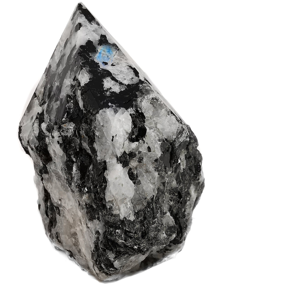 Moonstone power point, a feldspar, from India.