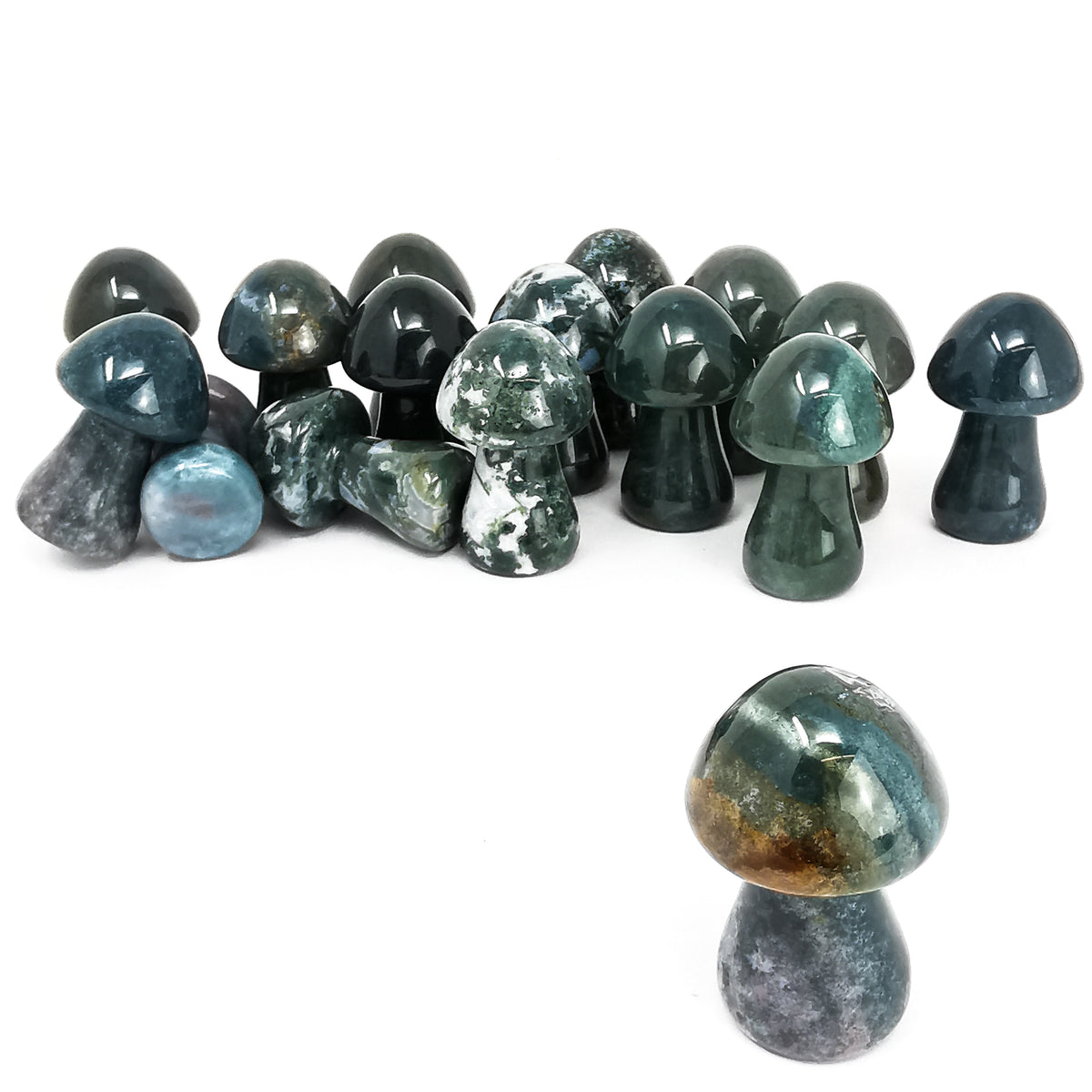 Moss Agate Mushroom carving.