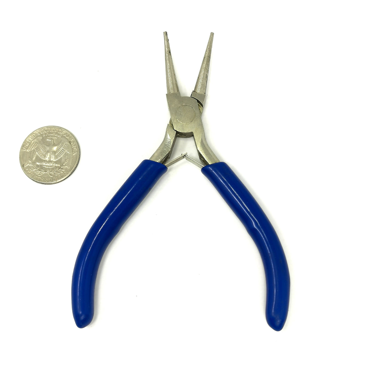 Round Needle Nose pliers, made of steel.
