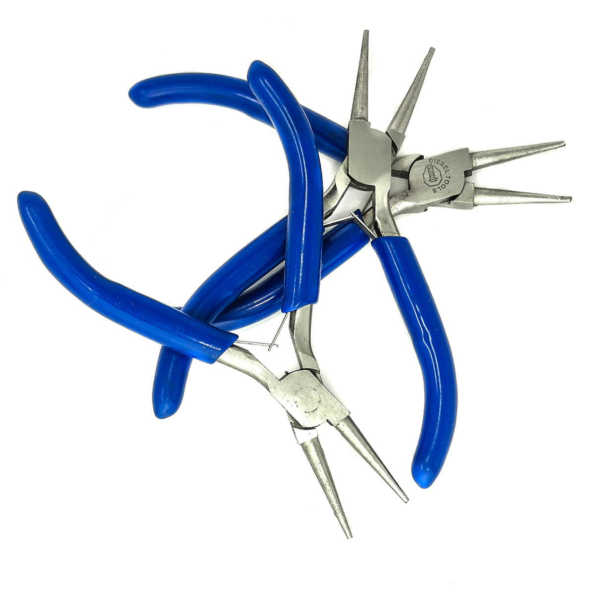 Round Needle Nose pliers, made of steel.