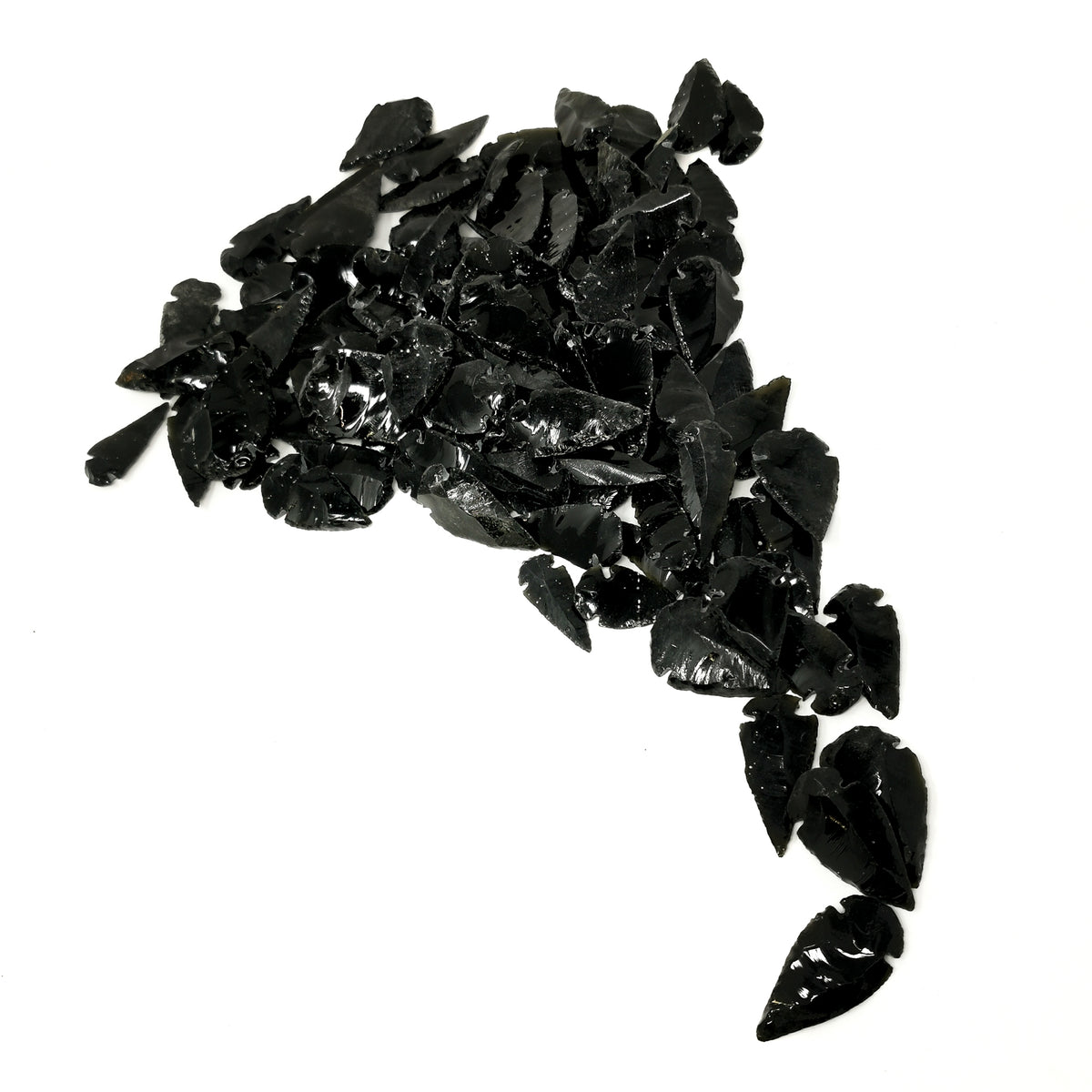 Obsidian arrowhead, a volcanic glass, from Mexico.