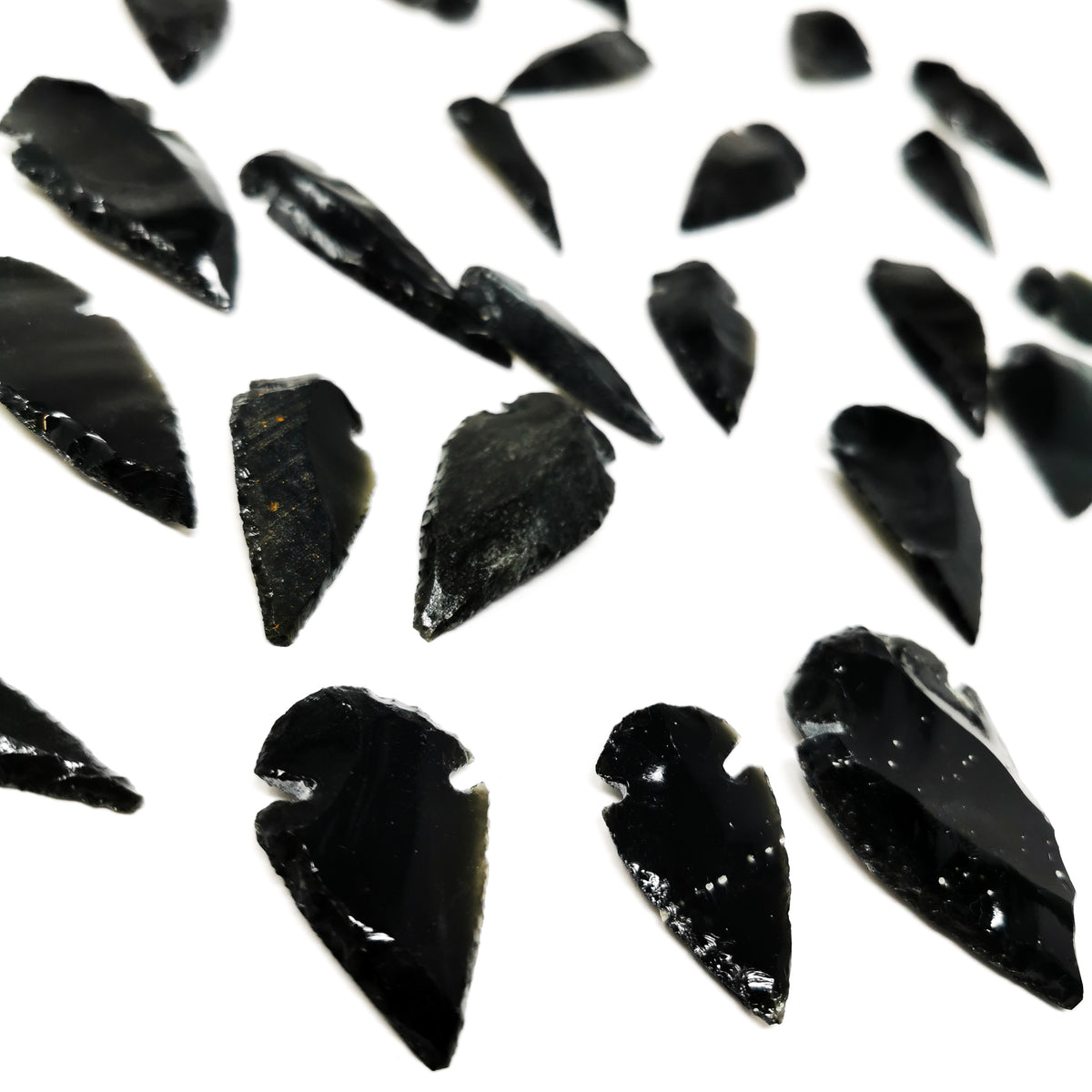 Obsidian arrowhead, a volcanic glass, from Mexico.