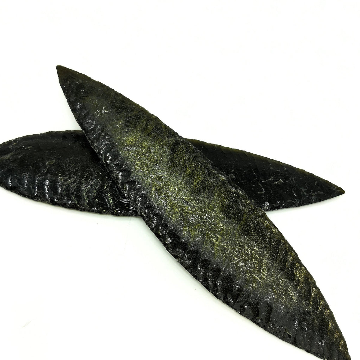 Gold Sheen Obsidian biface, a volcanic glass, from Mexico.