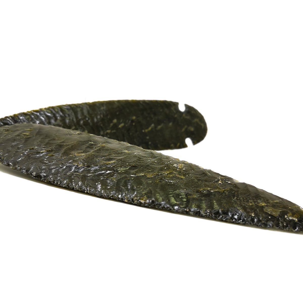 Gold Sheen Obsidian spear point, a volcanic glass, from Mexico.