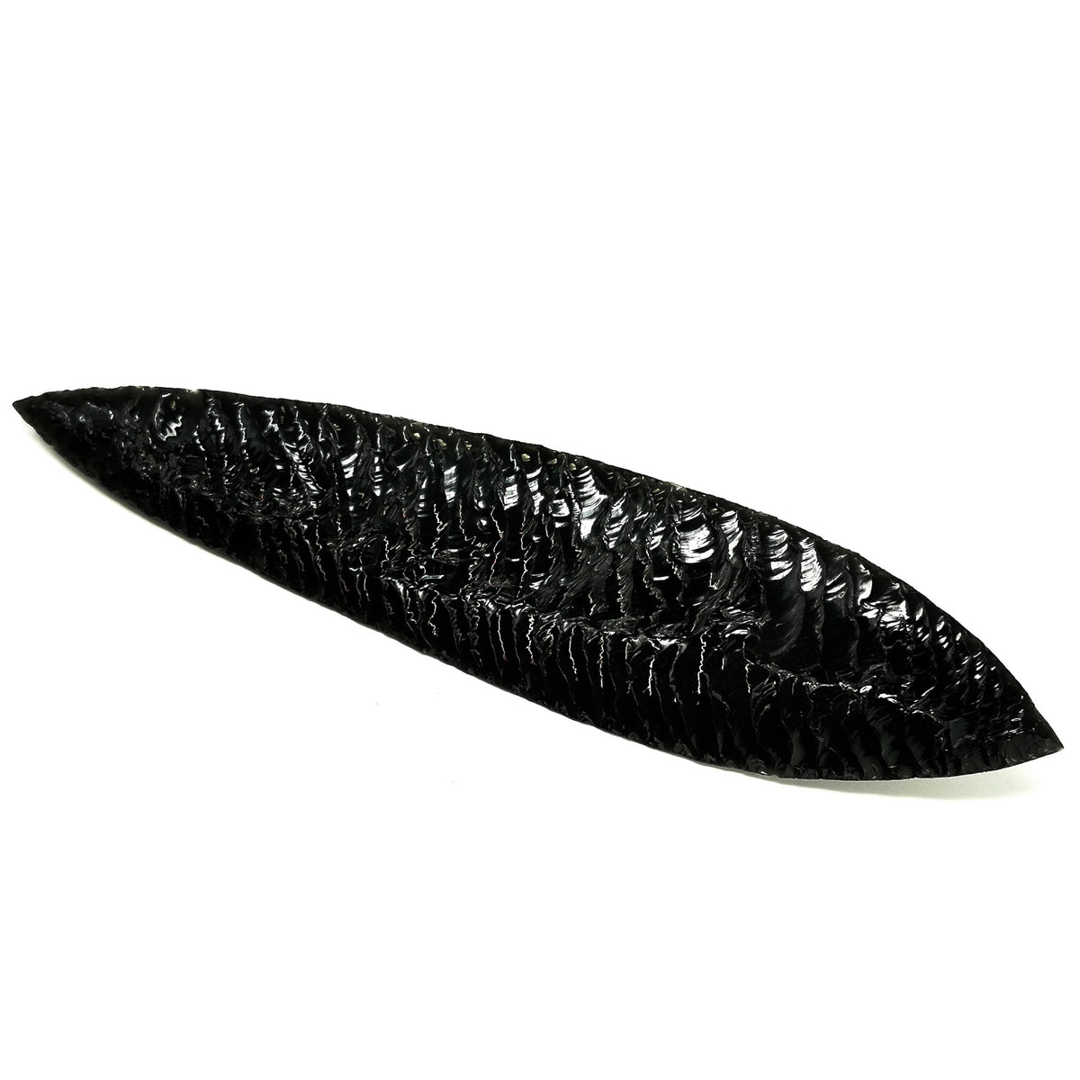 Obsidian biface, a volcanic glass, from Mexico.