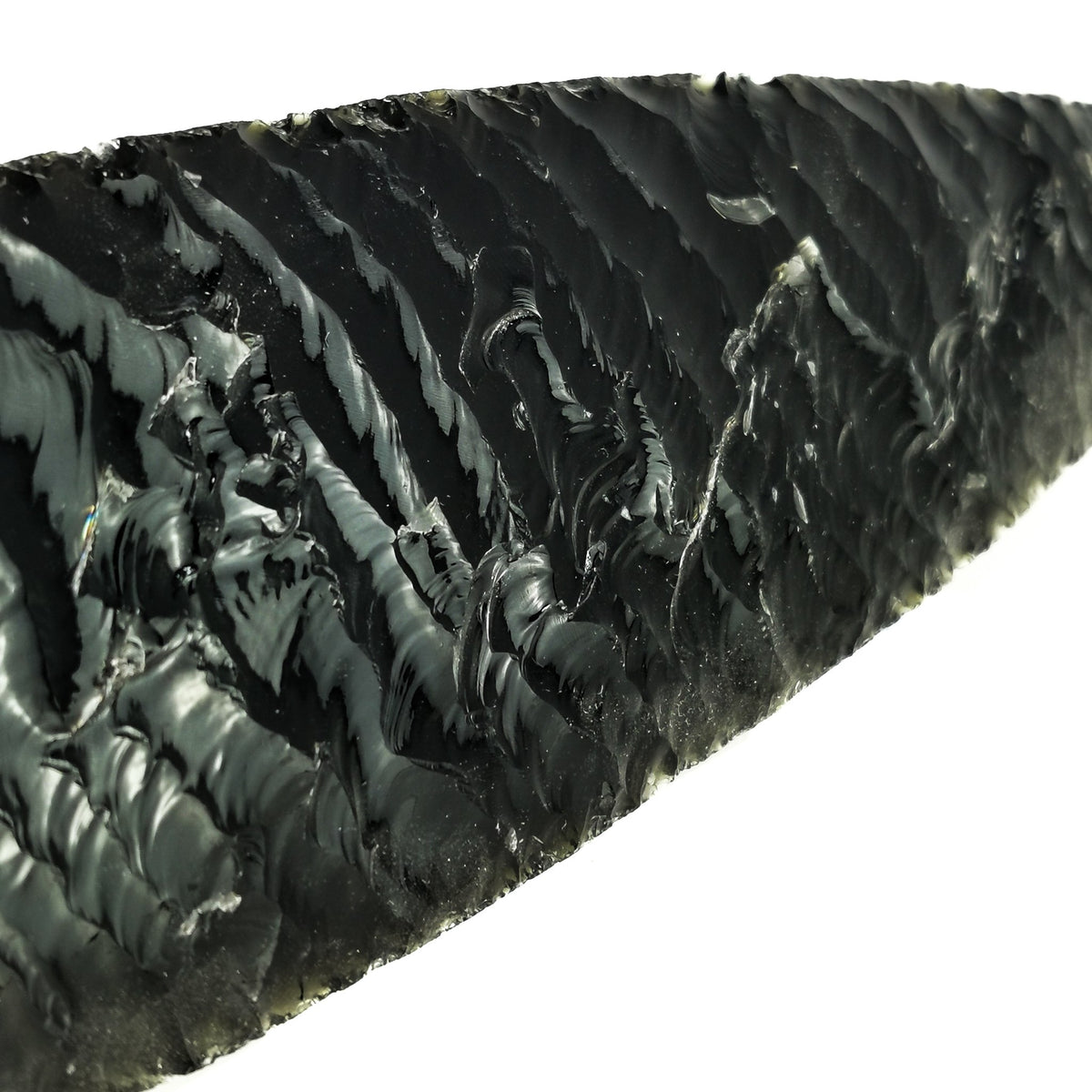 Obsidian spear point, a volcanic glass, from Mexico.