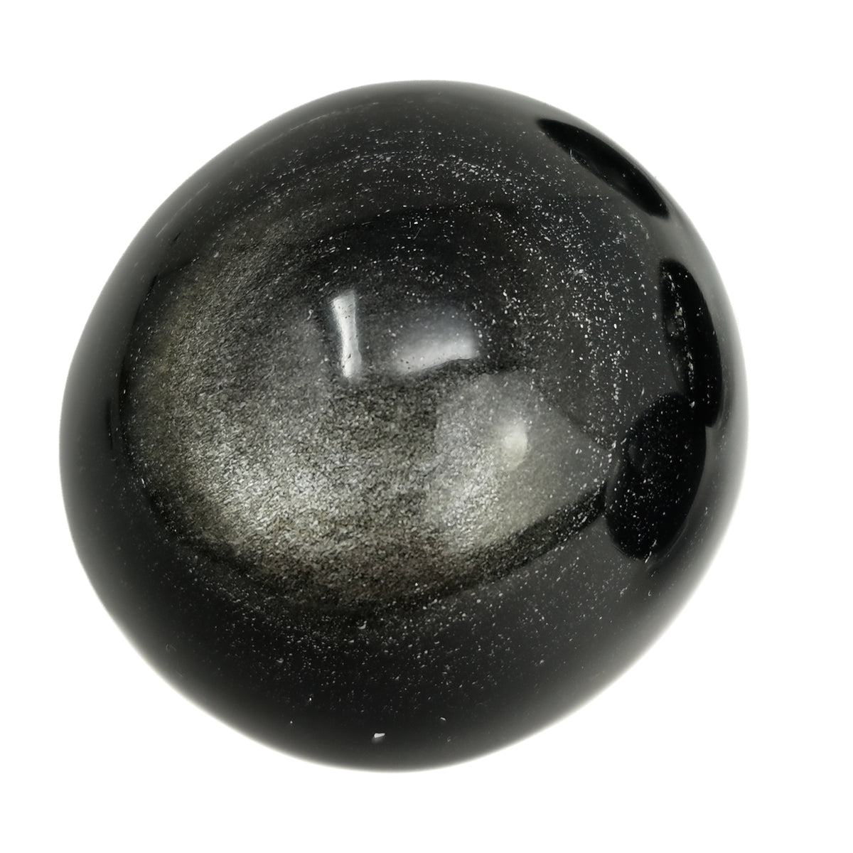 Obsidian sphere, a volcanic glass, from Mexico.