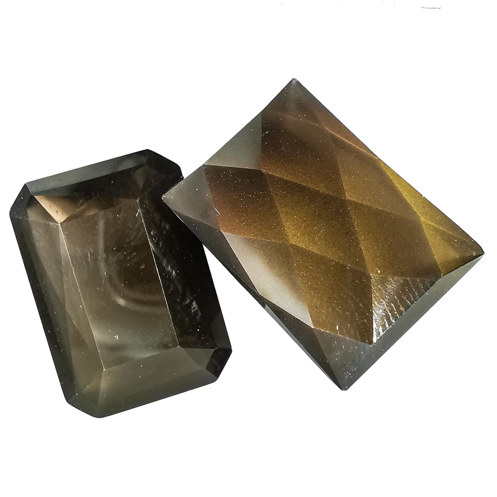 Rainbow Obsidian facet, a volcanic glass.