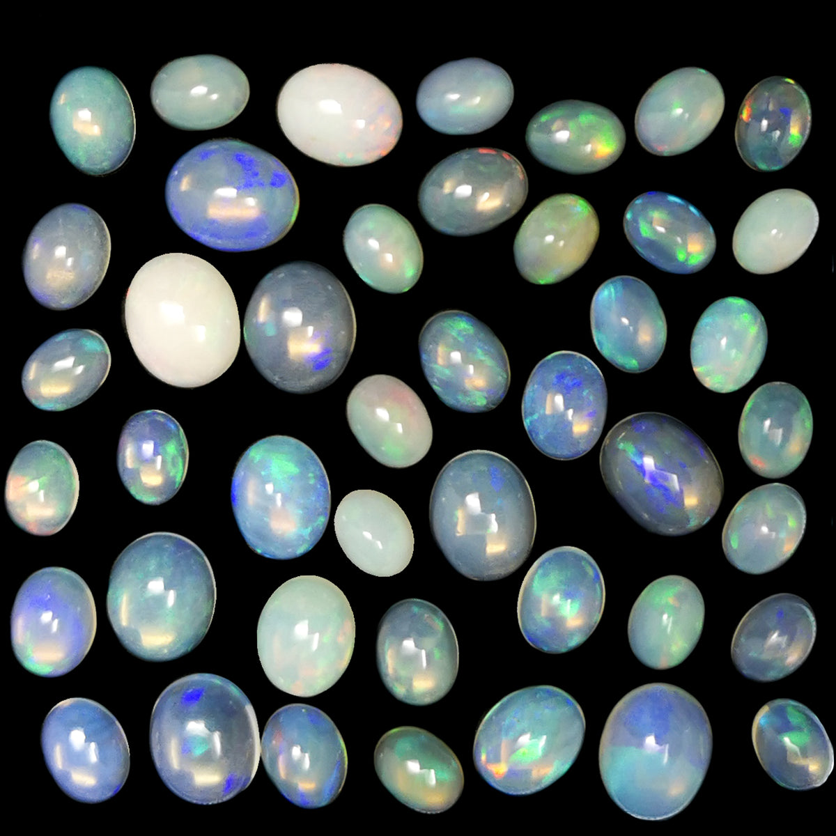 Opal cabochon, hydrated silica, from Ethiopia.