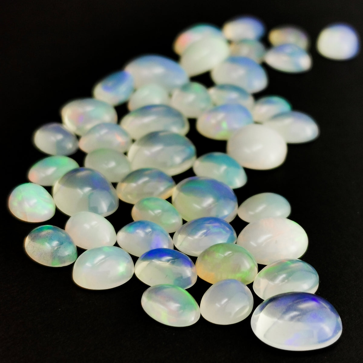 Opal cabochon, hydrated silica, from Ethiopia.