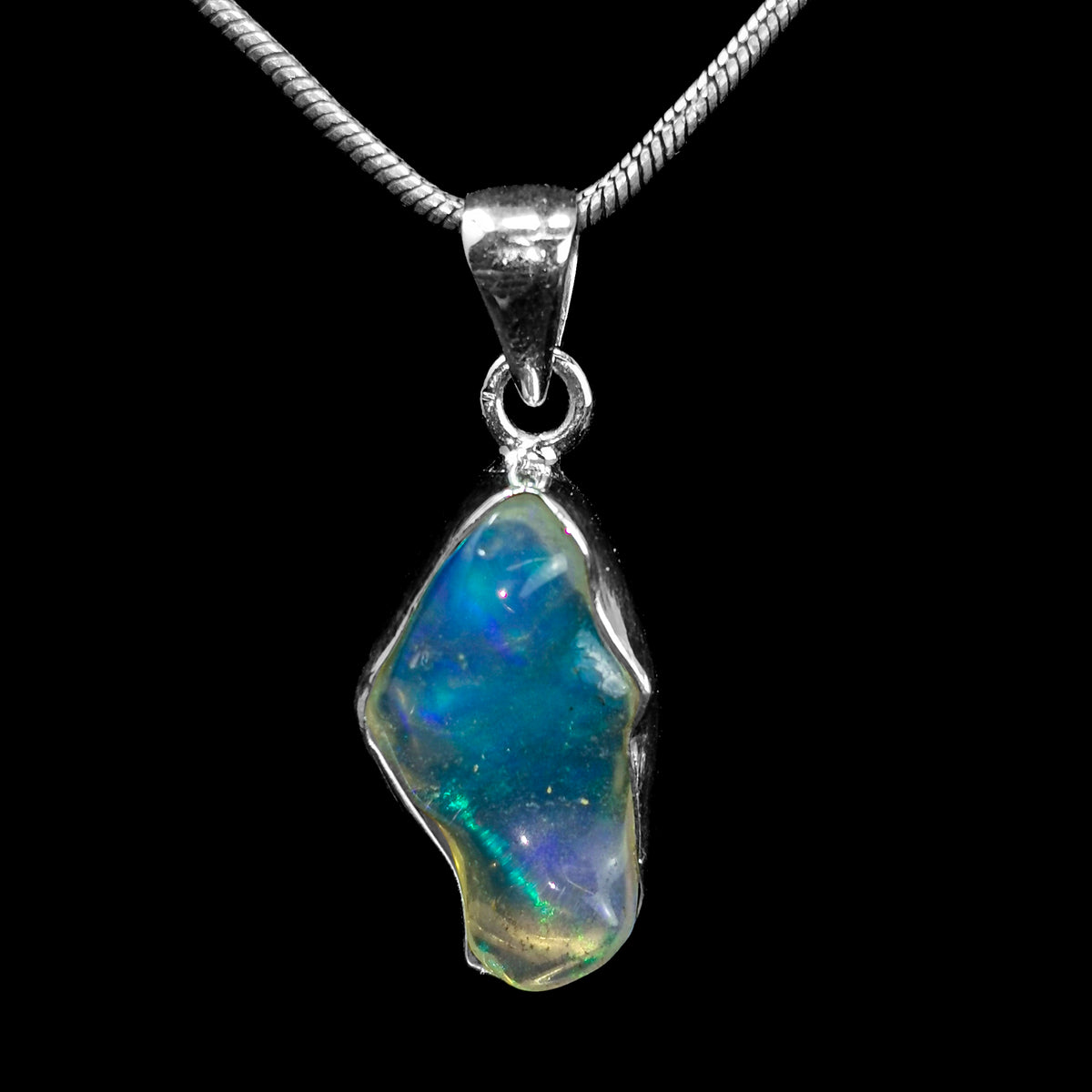 Opal Freeform pendant in sterling silver with Ethiopian Opal.