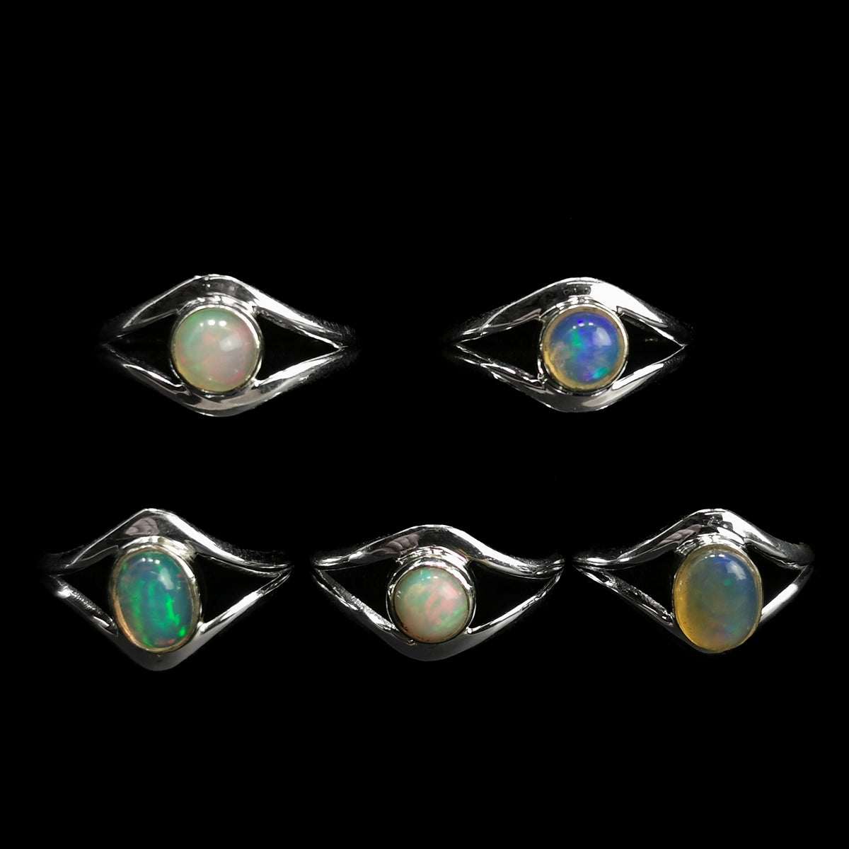 Opal Split ring in sterling silver with Ethiopian Opal.