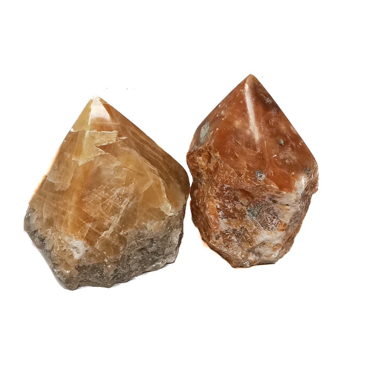 Orange Calcite power point, calcium carbonate, from Mexico.