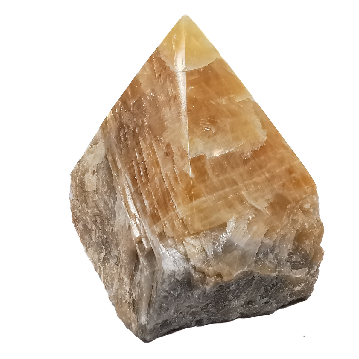 Orange Calcite power point, calcium carbonate, from Mexico.