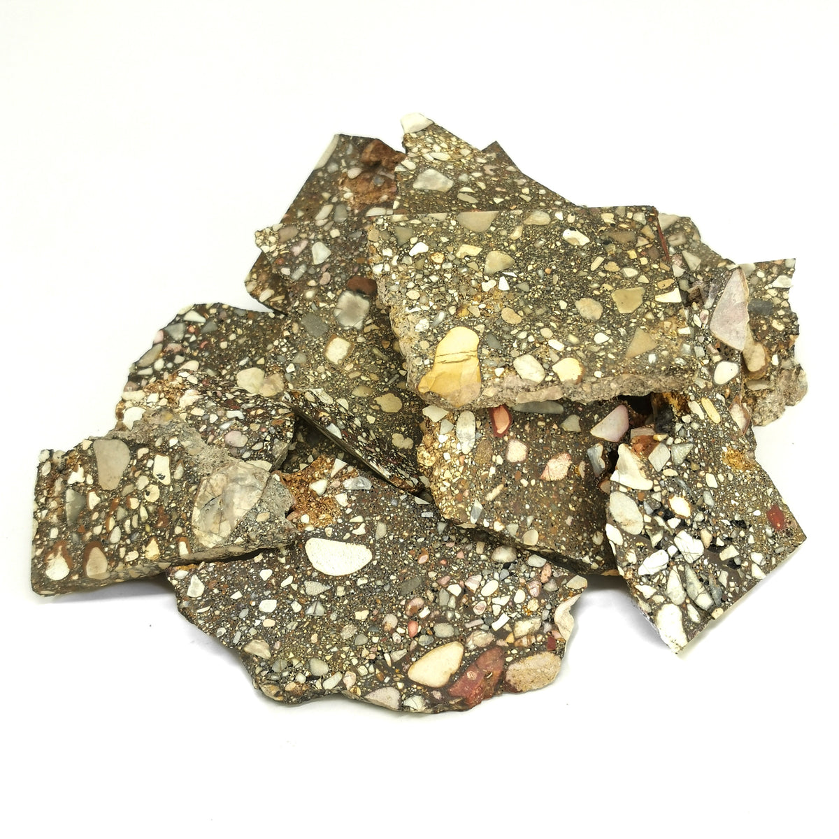 Peanut Jasper Conglomerate rough slabs.