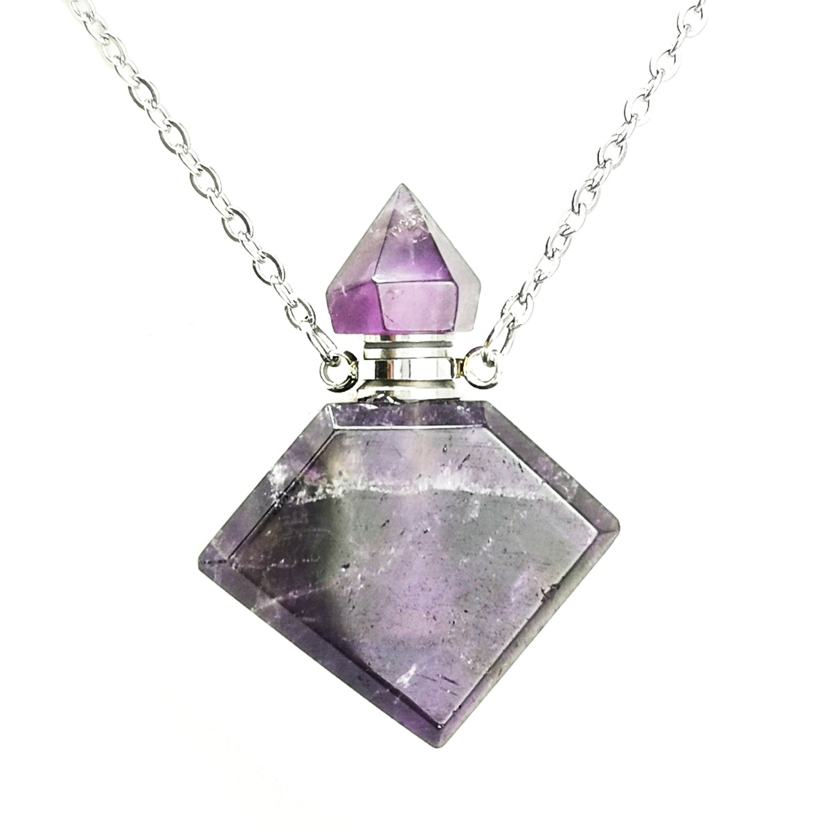Perfume Bottle Diamond pendant with Amethyst.