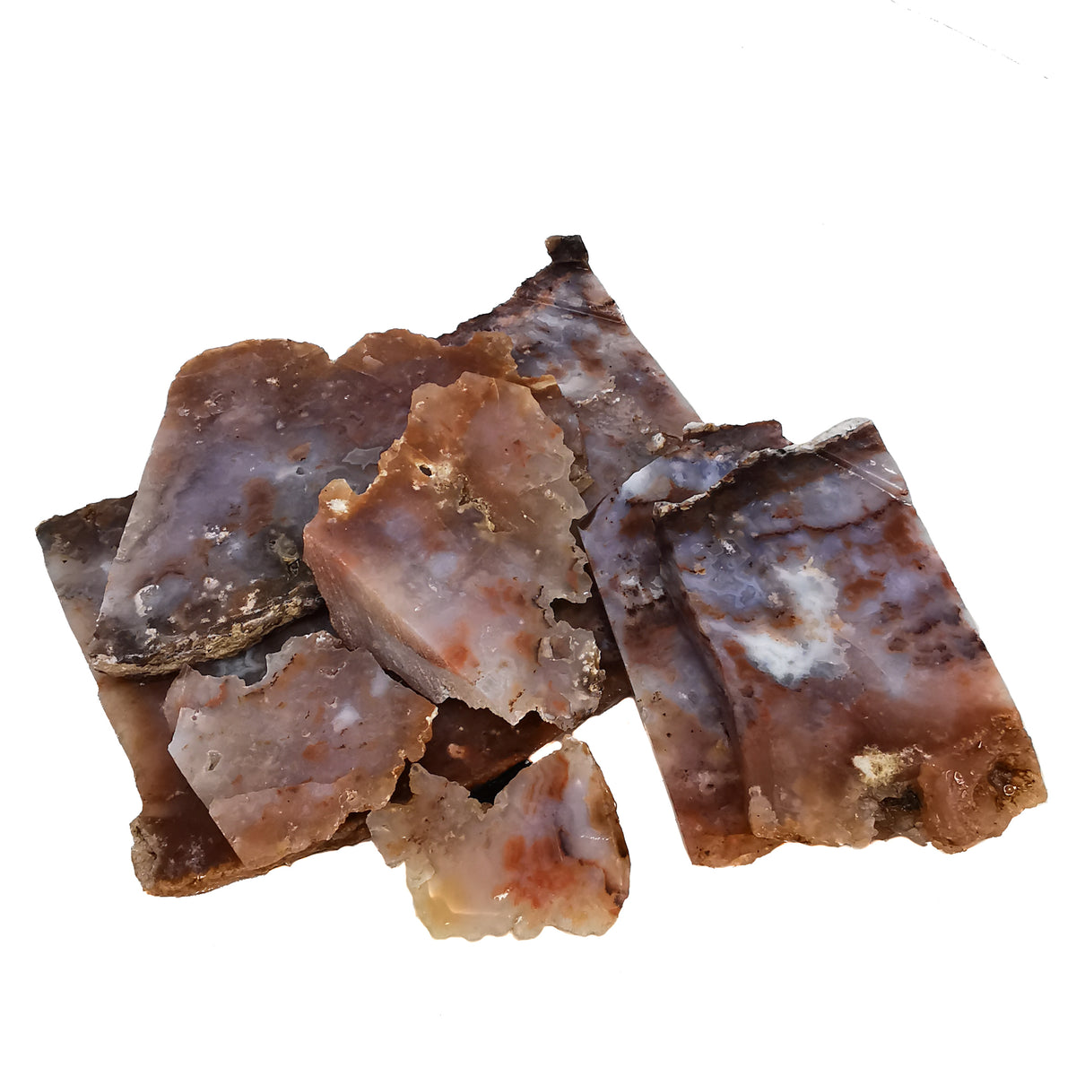 Plume Agate rough, a variety of chalcedony.