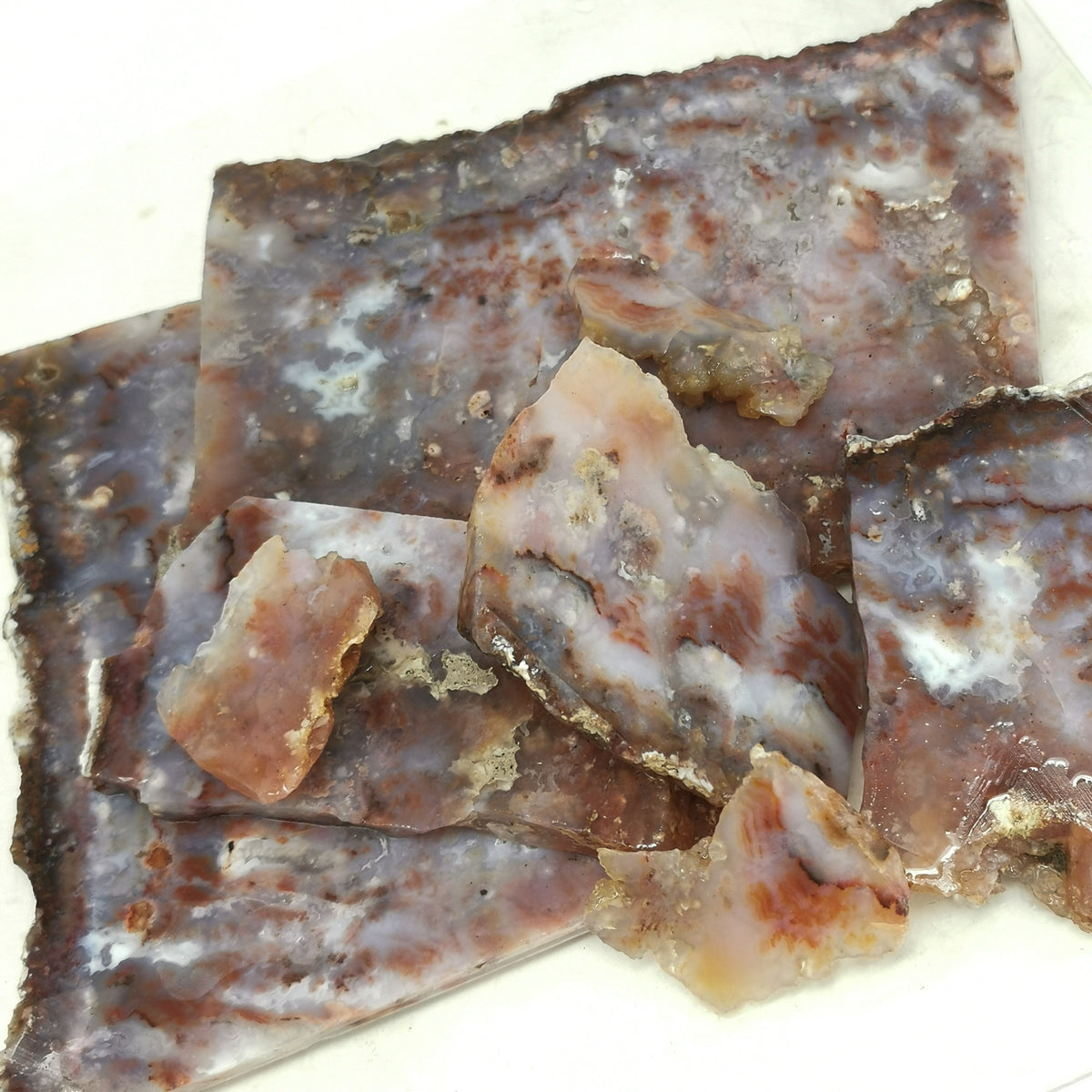 Plume Agate rough, a variety of chalcedony.