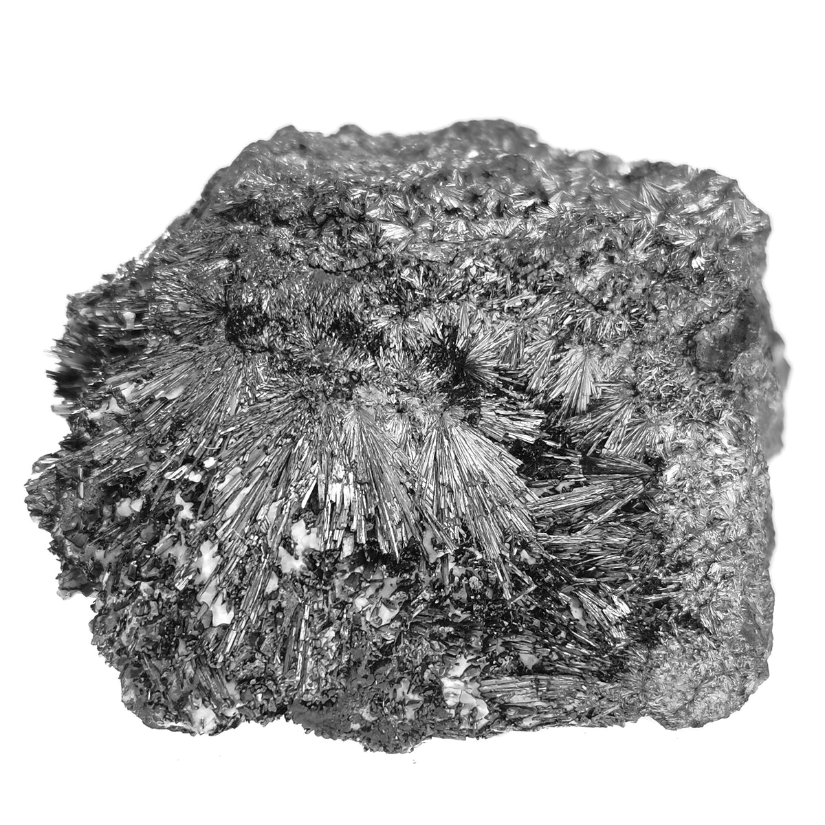 A grade pyrolusite from Morocco – radiating crystals, close view