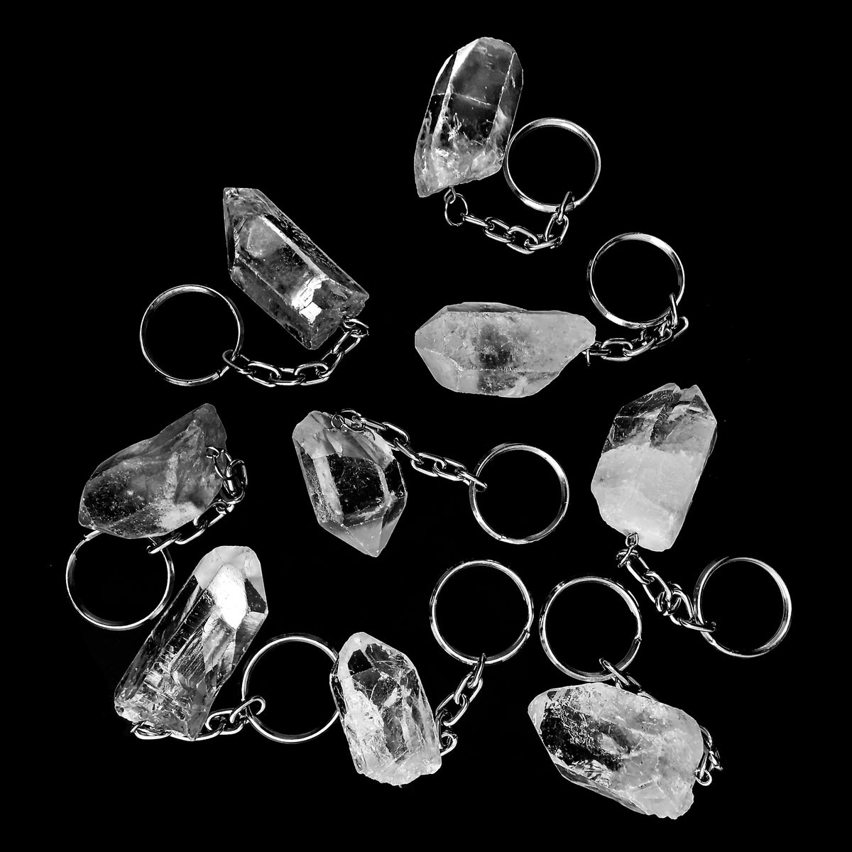 Quartz crystal key chain from Brazil – group of key chains