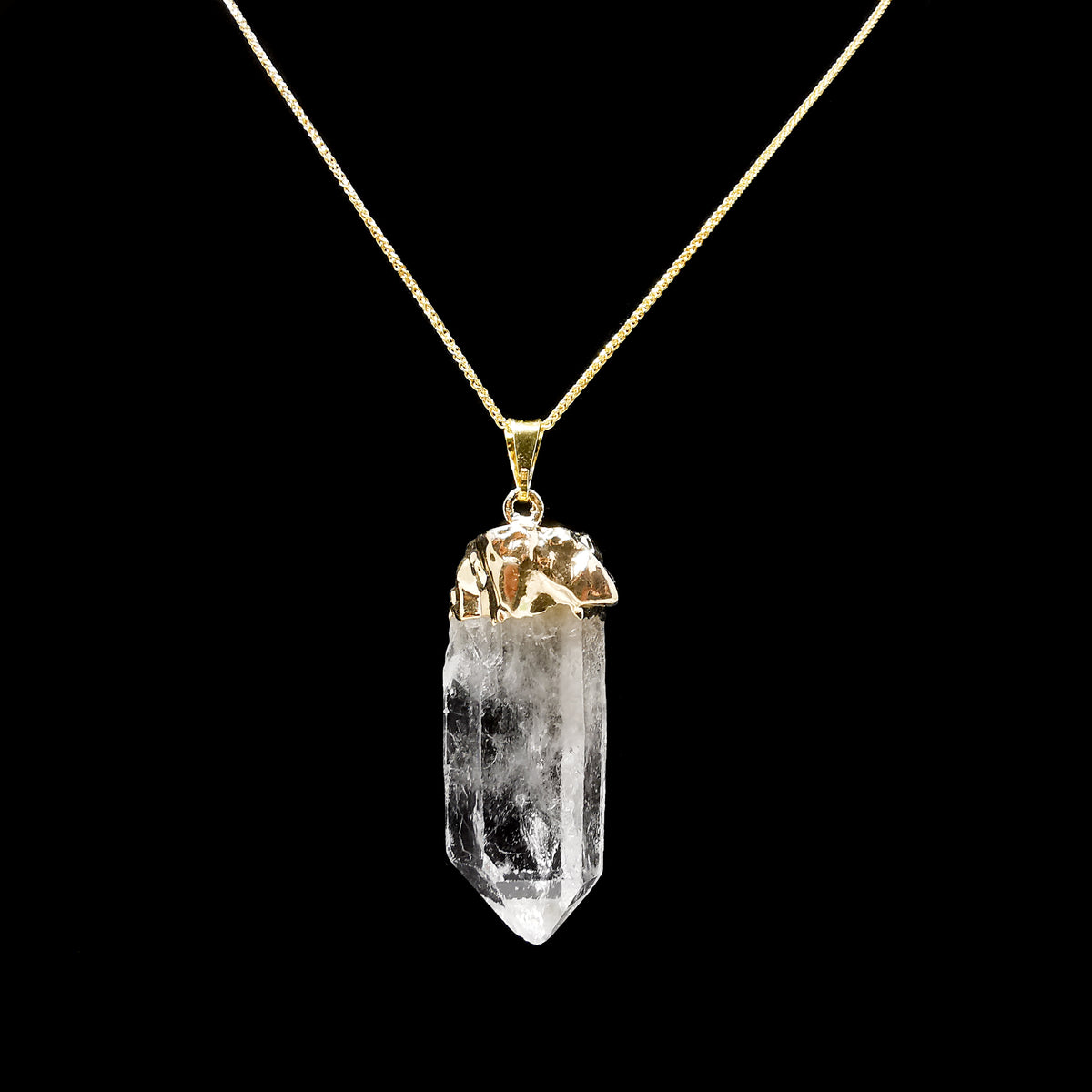 Raw clear quartz point pendant – pendant on a chain