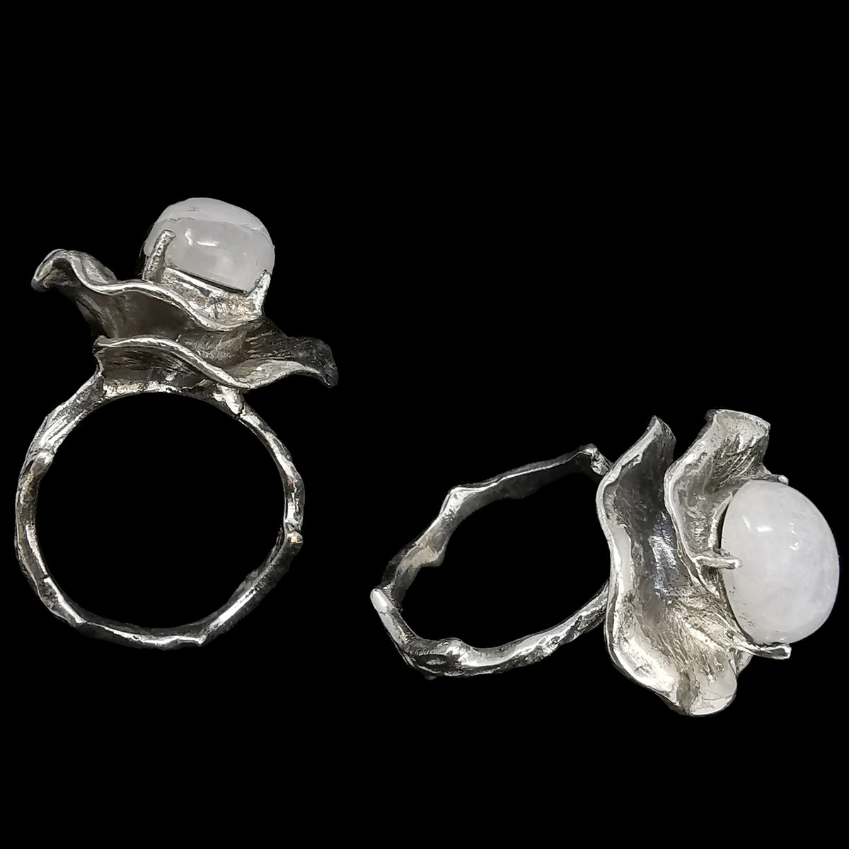 Rainbow Moonstone Lily Pad ring.