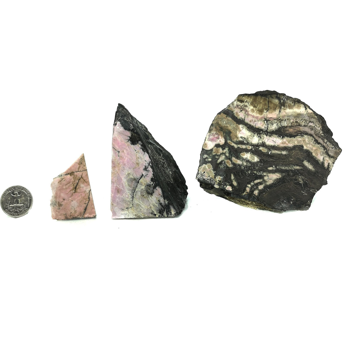 Rhodonite Pink rough, a manganese silicate.