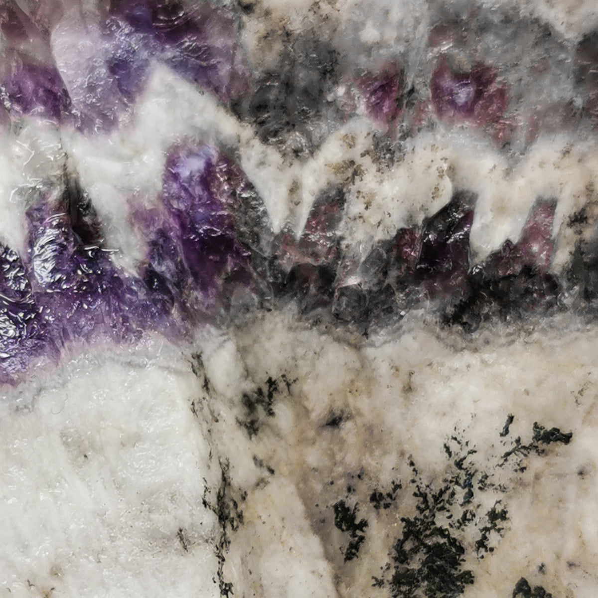 Seam Amethyst rough, a variety of quartz, from Mexico.