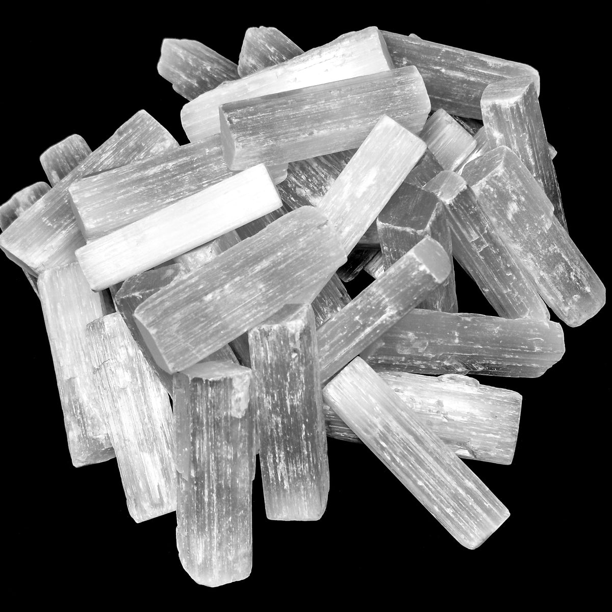 Selenite mini log, a variety of gypsum, from Morocco.