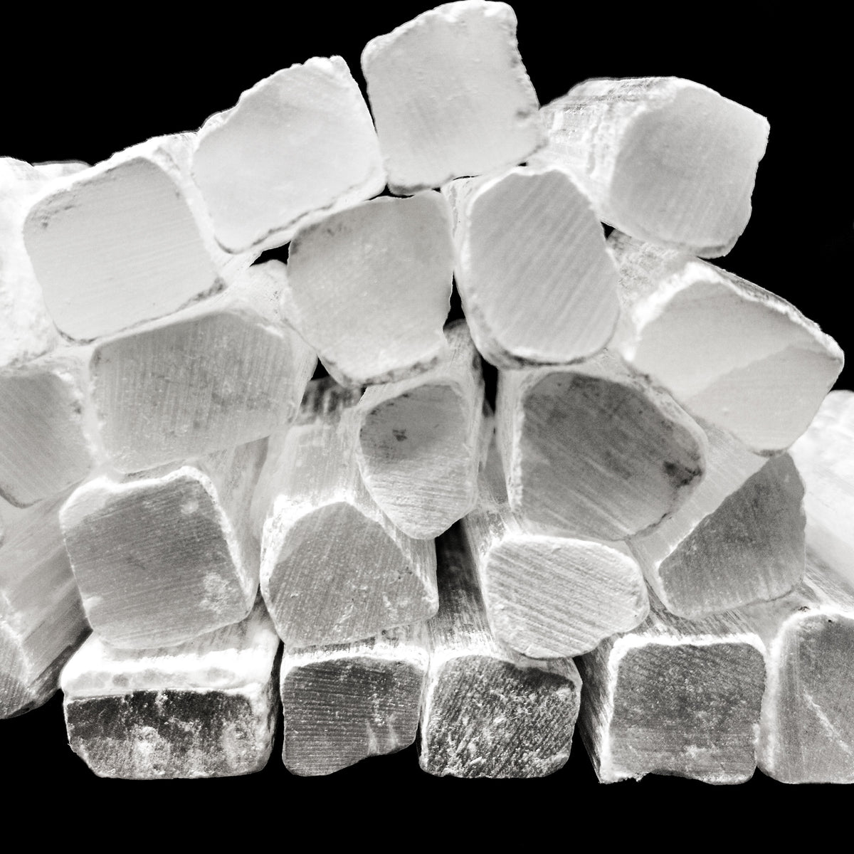 Selenite mini log, a variety of gypsum, from Morocco.