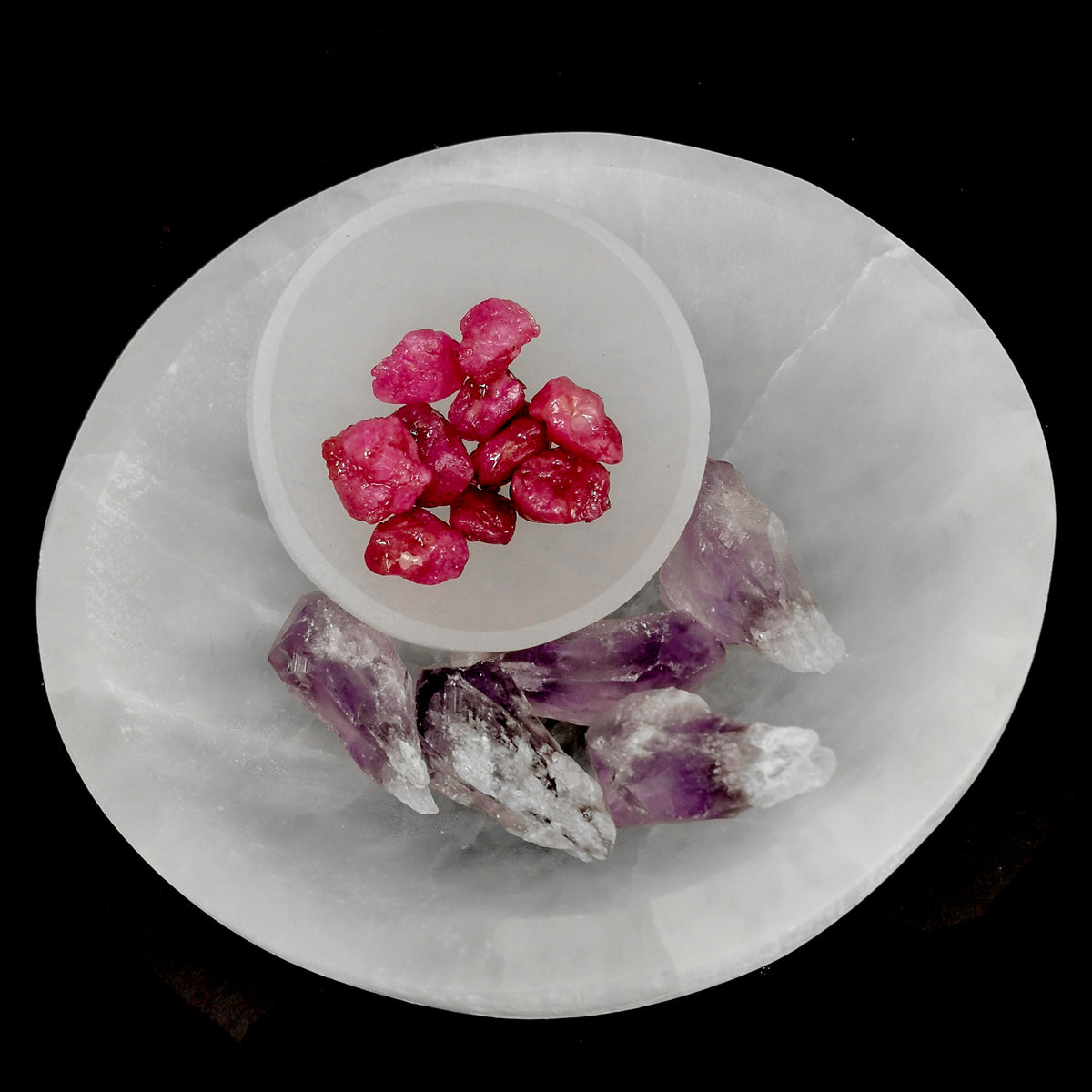Selenite Round bowl, a variety of gypsum, from Morocco.
