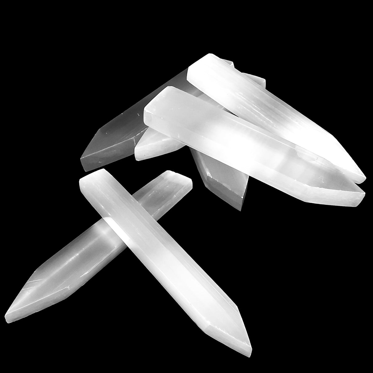 Selenite stake, a variety of gypsum, from Morocco.